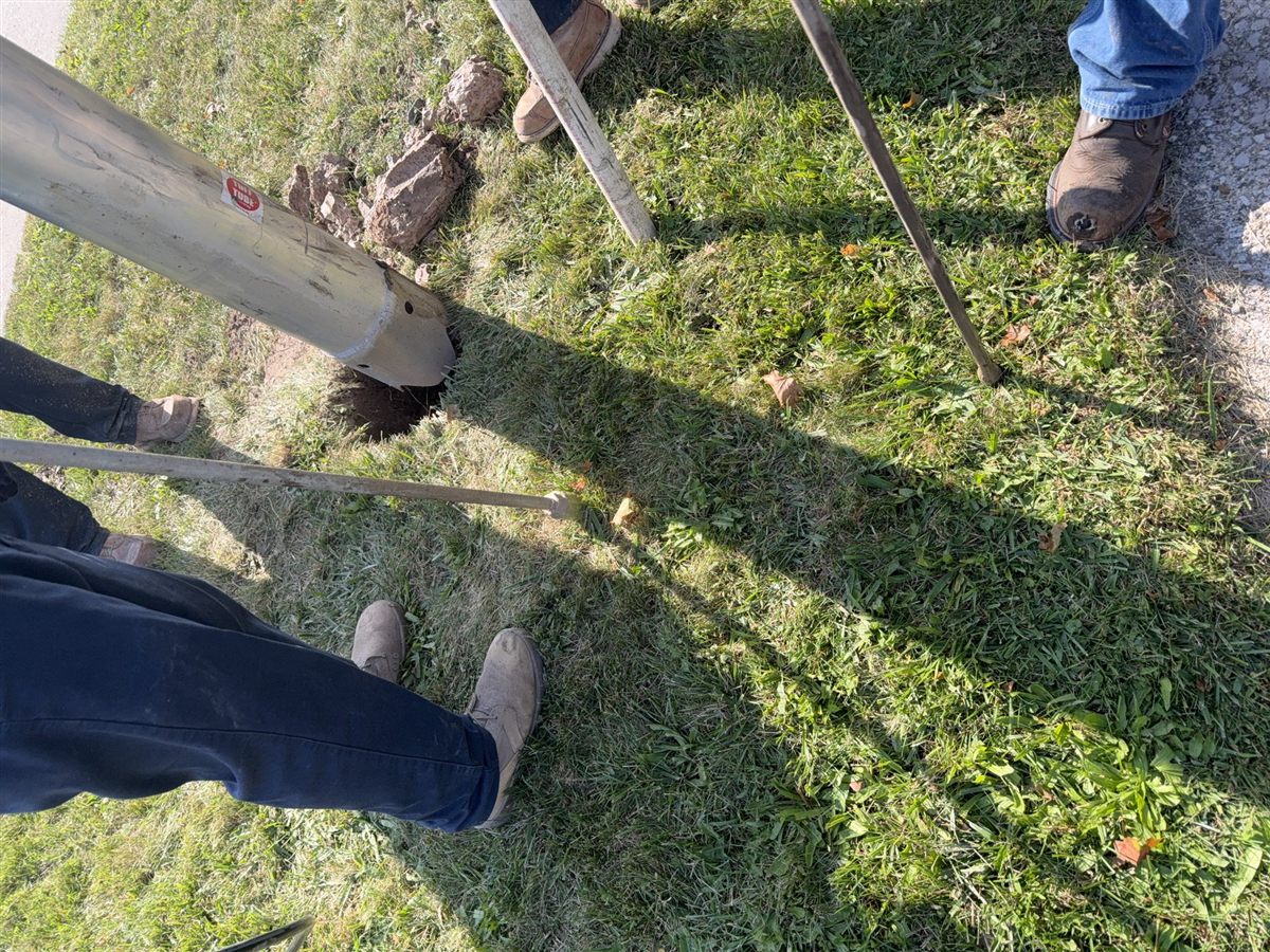 Sewer line pipe repair in residential yard